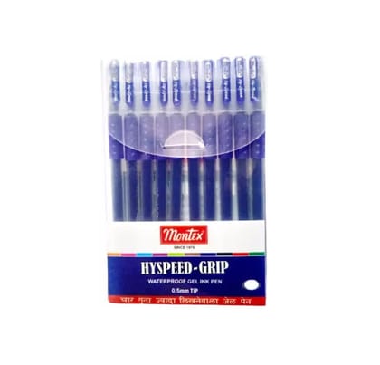 Montex Hyspeed Grip WaterProof Gel Ink Pen ( pack of 10 pens)