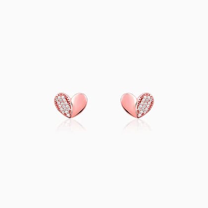 Rose Gold Made for Each Other Stud Earrings