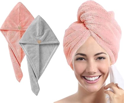 Microfiber Hair Towel Wrap for Women, Hair Turban Super Absorbent Quick Dry Hair Turban for Drying Curly, Long & Thick Hair, Multicolor 1 Pc