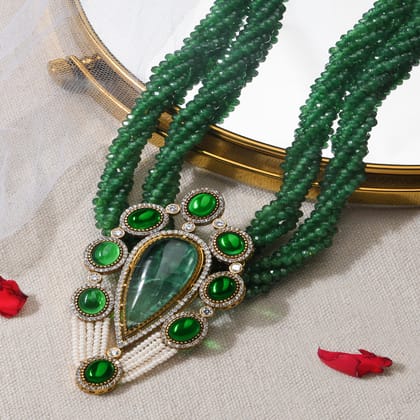 Green Beaded Necklace - JBRMR24NK14