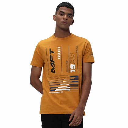 Mufti Mustard Graphic Print T-Shirt