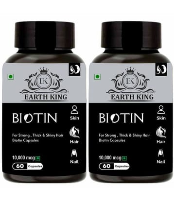 EARTH KING Biotin Capsule for Hair Growth & Hair Care Capsule, 60 Capsules Each (Pack of 2)