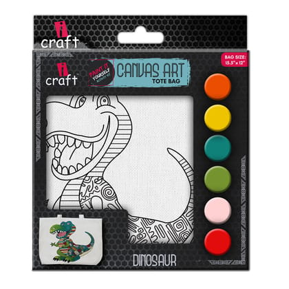 ICRAFT DIY CANVAS TOTE KIT DINOSAUR (CHOOSE OPTIONS)-DINOSAUR