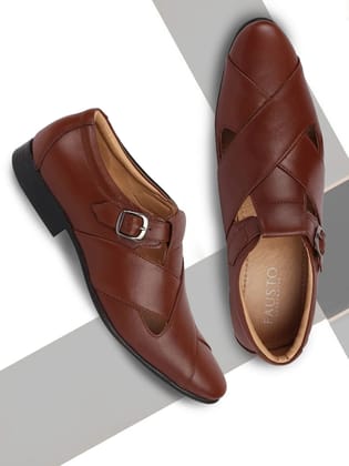 Men Tan Peshawari Leather Sandals-10