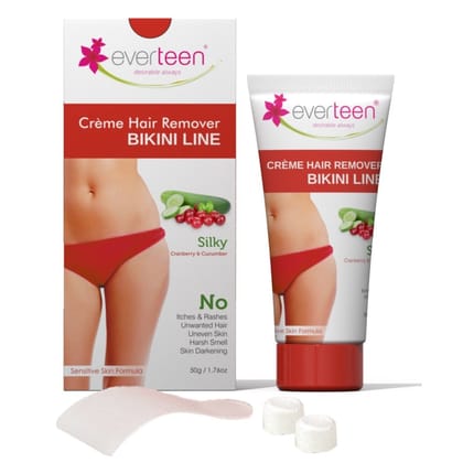 everteen SILKY Bikini Line Hair Remover Creme with Cranberry and Cucumber-1 Pack