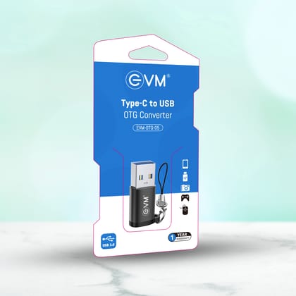 EVM OTG-05 Type-C to USB OTG Converter Adapter Portable & Lightweight, Fast Charging & Data Transfer- Black