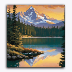 Sun Rise in Mountain-Without Frame / 18x20 inch / 24 Palette