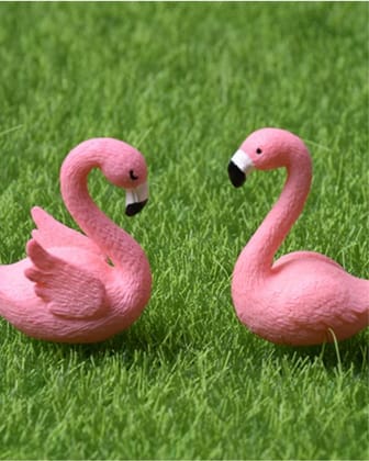 Pink Swan Resin Miniatures (set of 4 Swans) for Garden Decor