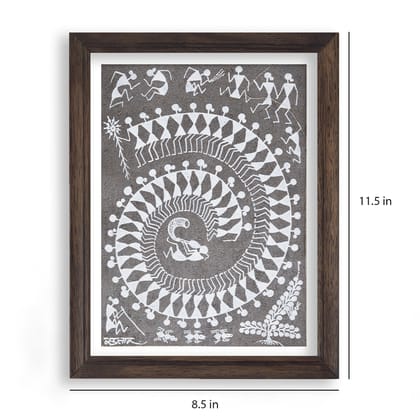 celebrating diwali with tribal's tarpa dance warli painting (grey)