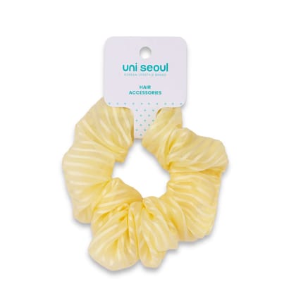 Korean Style Striped Scrunchie-Yellow