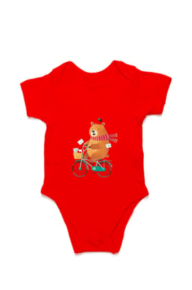 Bear on Bicycle – Pedal into Cuteness!-Red / 6-12Months