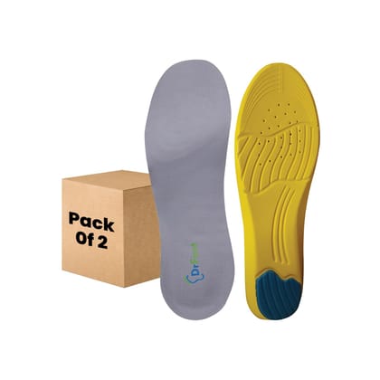 Dr Foot Gel Insoles Pair for Walking, Running, Sports Shoes. All-day comfort with dual gel tech. Full-length, unisex, size L, pack of 2.-Dr Foot Gel Insoles Pair | For Walking, Running, Sports Sh