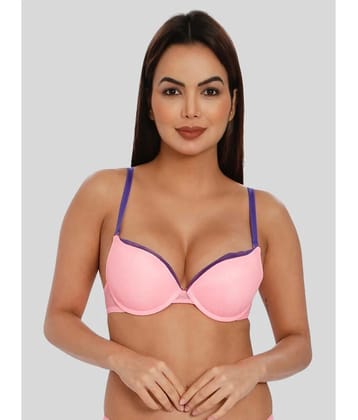 ILRASO Elastane Lightly Padded Women's Push Up Bra ( Pink ) - None