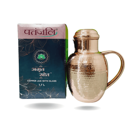 AMRIT SROT COPPER JUG WT GLASS 1700 ML-T