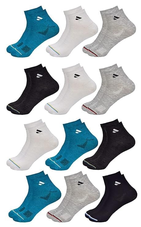 HAYBERG Solid Cotton Ankle Socks, Pack of 12, Multicolour, Free Size for Men & Women