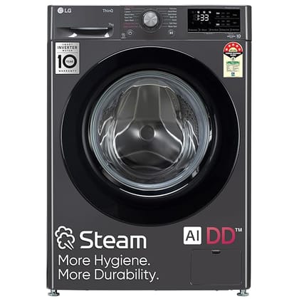 LG 7 Kg 5 Star AI Direct Drive Fully-Automatic Front Loading Washing Machine Middle Black Steam for Hygiene Wash-Middle Black