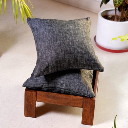 Jute Essence Charcoal Cushion Covers, 16" x 16", Pack of 2