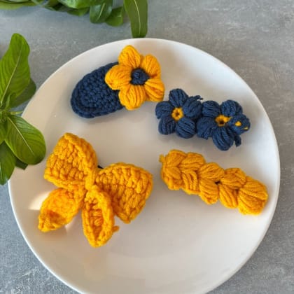 Yellow Braided Hair Clip Set