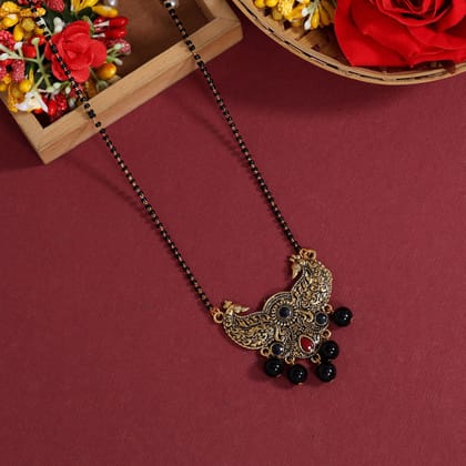 Black Color Mangalsutra (MS297BLK)-Length: 44.00 CM x Width: 0.20 CM / Black / Alloy With Good Quality Gold Plated