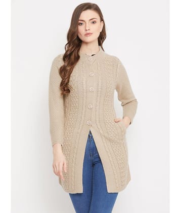 zigo Woollen Round Neck Women's Buttoned Cardigans - Beige ( Single ) - None