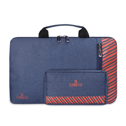 Clownfish Combo: Rex Series 15.6" Laptop Sleeve & Scholar Series Multipurpose Travel Pouch/Pencil Case/Toiletry Bag, Blue.-Clownfish Combo: Rex Series 15.6" Laptop Sleeve & Scholar Series Multipu