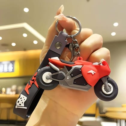 Premium 3D Motorbike Key Chain-Red