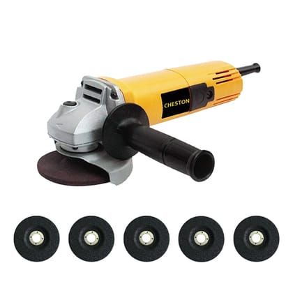 Cheston 850W Angle Grinder for Grinding Cutting Polishing 4 inch100mm  Set of 5 Grinding Wheels-Cheston 850W Angle Grinder for Grinding, Cutting, Polishing (4 inch/100mm) + Set of 5 Grinding Wheels