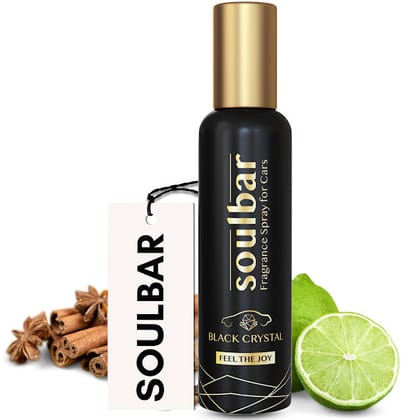 SOULBAR Luxury Car Freshener Spray - Black Crystal, 80 ml, Free Perfume Dangler