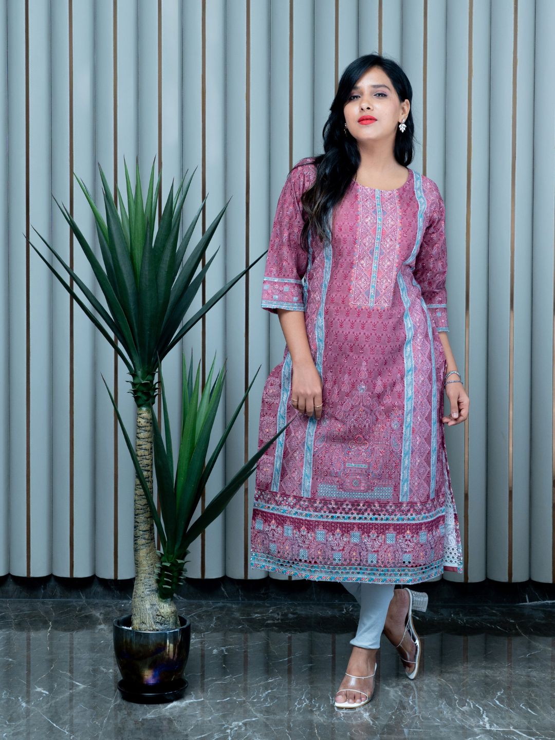 Maroon Schiffli Kurti-36