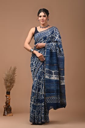 JAIPUR HANDBLOCK PRINT Exclusive collection of handblock printed pure chanderi silk sarees with blouse piece.