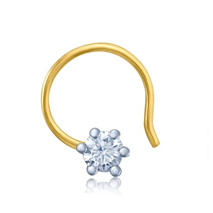 Senco Gold 18K Yellow Gold Hexagonal Diamond Marvel Nose Pin (Gold Weight - 0.2 g / 0.15 carat / GH-VS)