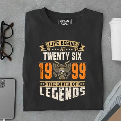 Life Begins at 26, The Birth of Legends Premium Unisex Birthday T-shirt-Black / S