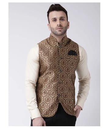 Hangup Brown Polyester Blend Nehru Jacket - None