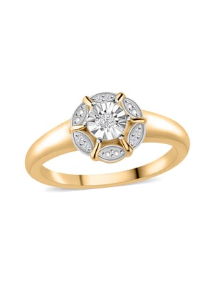 Halo Solitaire Gold Ring For Women-10