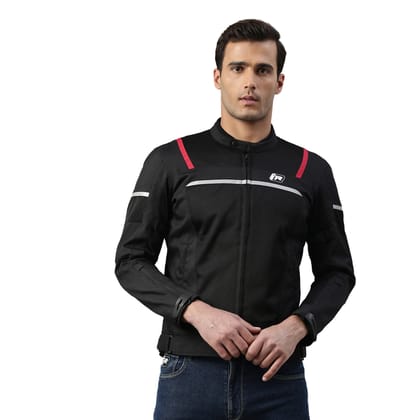 TVS-Polyester Riding Jacket (CE Level 2)-Black & Red