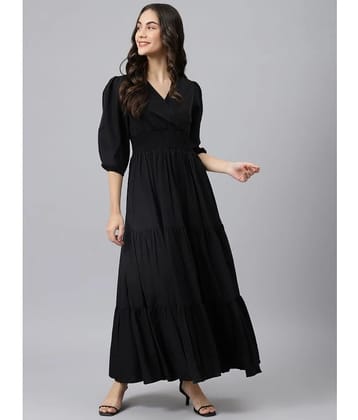 Femvy - Black Rayon Womens Fit & Flare Dress ( Pack of 1 ) - None