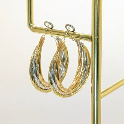 Rhodium, 18k Gold and Rose Gold Plated - All in One Twisted Circular Hoop Earring