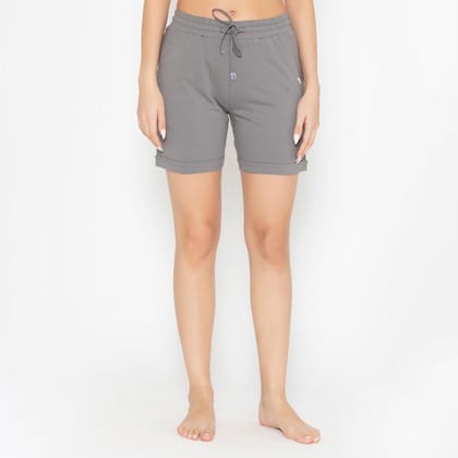 Plain Knitted Shorts For Women - Charcoal Grey Charcoal Grey M