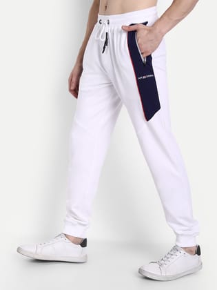 MENS COTTON RICH LYCRA WITH CONTRAST PANEL PRINTED TRACK PANTS-34