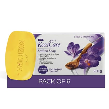 Kozicare Saffron Soap, Skin Brightening, Dark Spot Remover, Saffron, Olive Oil, Kojic Acid, Face & Body, Smooth Acne Scars, 75gm, Pack of 6-Kozicare Saffron Soap: Skin Brightening & Dark Spot Rem