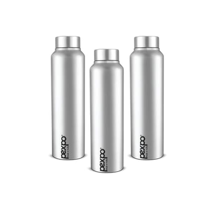 Pexpo Stainless Steel Fridge Water Bottle, 1000 ml, Pack of 3 Silver, Chromo | Fast Cooling & Eco-Friendly Water Bottle