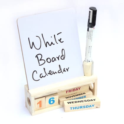 IVEI Wooden Block Desk Calendar with White Board-Plain