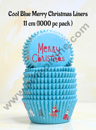 Cake Decor™ Cool Blue Merry Christmas Cupcake Liners - 11 cm | Baking Cups | Cupcake Mold Paper | Muffin  Liners | 1000 pcs Pack