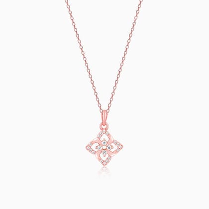 Rose Gold Double Rosette Pendant with Link Chain