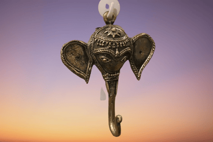 Dhokra Art Bell Metal Coat Hanger Wall Decor Hanger Elephant