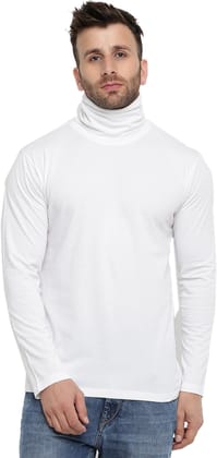 Gritstones Solid Men High Neck White T-Shirt