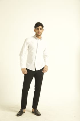 Stud Collar Shirt-L / White