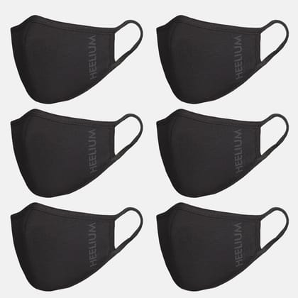 Bamboo Face Mask - Set of 6-Black | Black | Black | Black | Black | Black / Kids