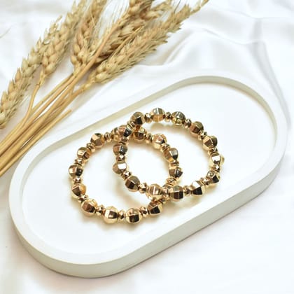 TFC Round & Radiant Gold Plated Bracelet (Set of 2)