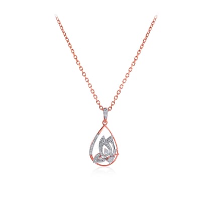 Senco Gold 18K Rose Gold Fluttering Droplet Diamond Chain Pendant